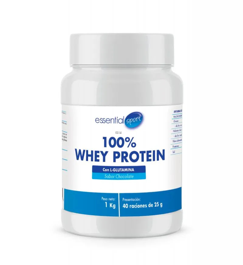 100% WHEY PROTEIN con L-Glutamina, sabor chocolate (40 raciones).