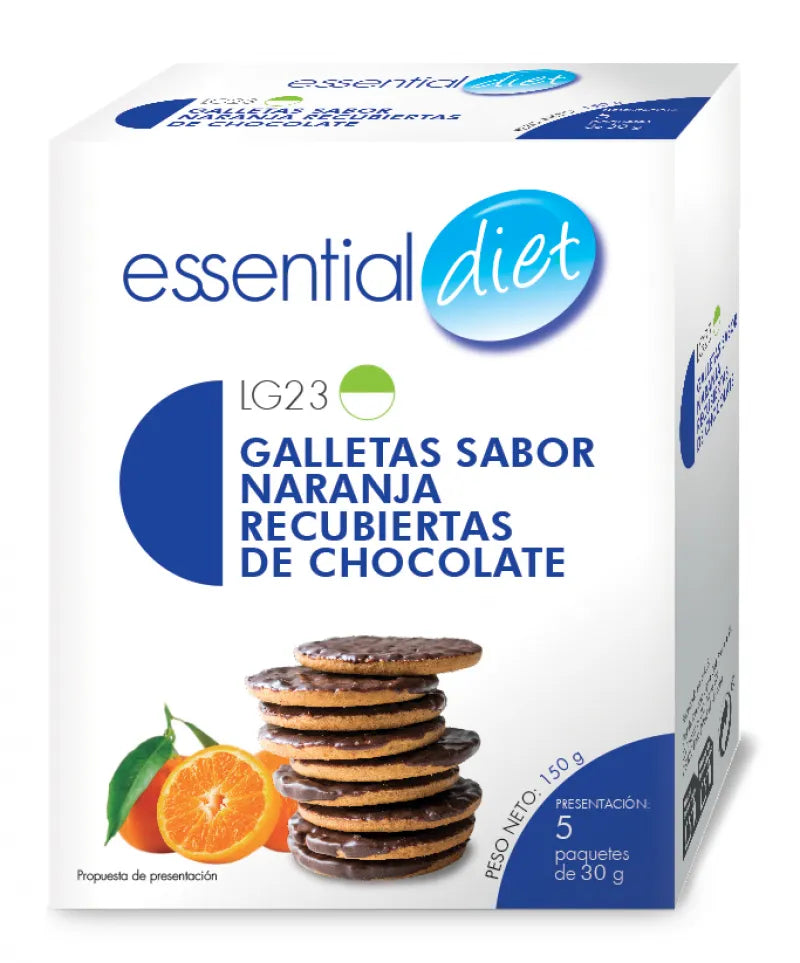 Galletas sabor naranja recubiertas de chocolate (5 raciones).