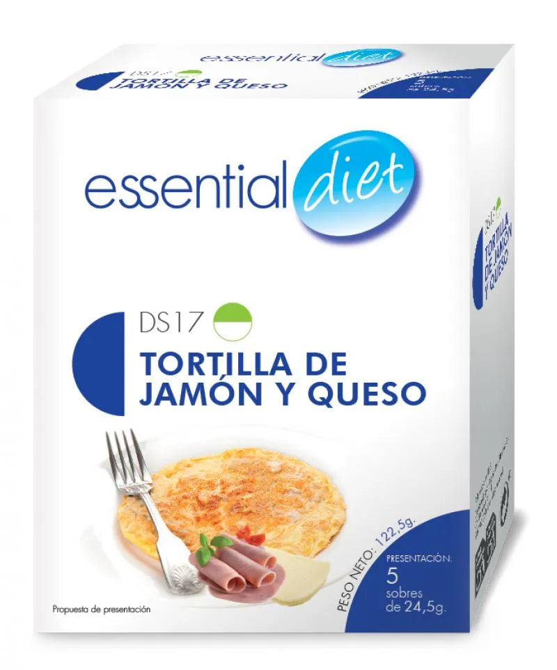 Tortilla de jamón y queso (5 raciones).